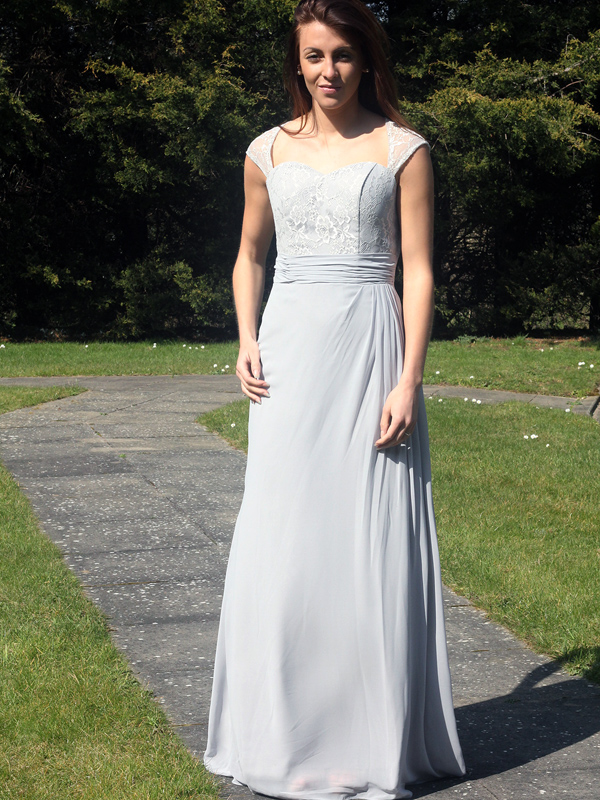 Grey Lace Bridesmaid Dress