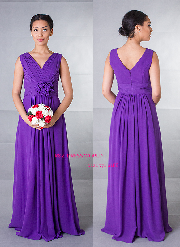 Purple chiffon Bridesmaid Evening Party Prom Dress