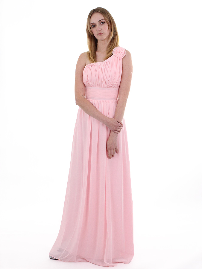 One Shoulder Bridesmaids Dress With Flower