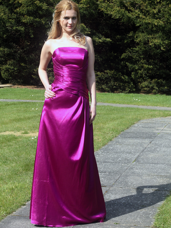 (image for) Fuschia Purple Shinny satin strapsless dress style:2011