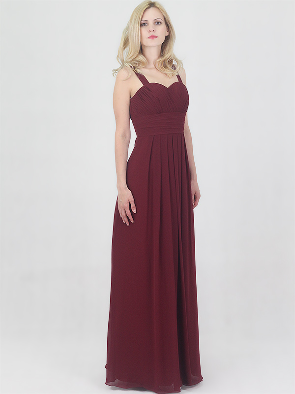 (image for) Burgundy Chiffon Bridesmaid Evening Party Prom Dress