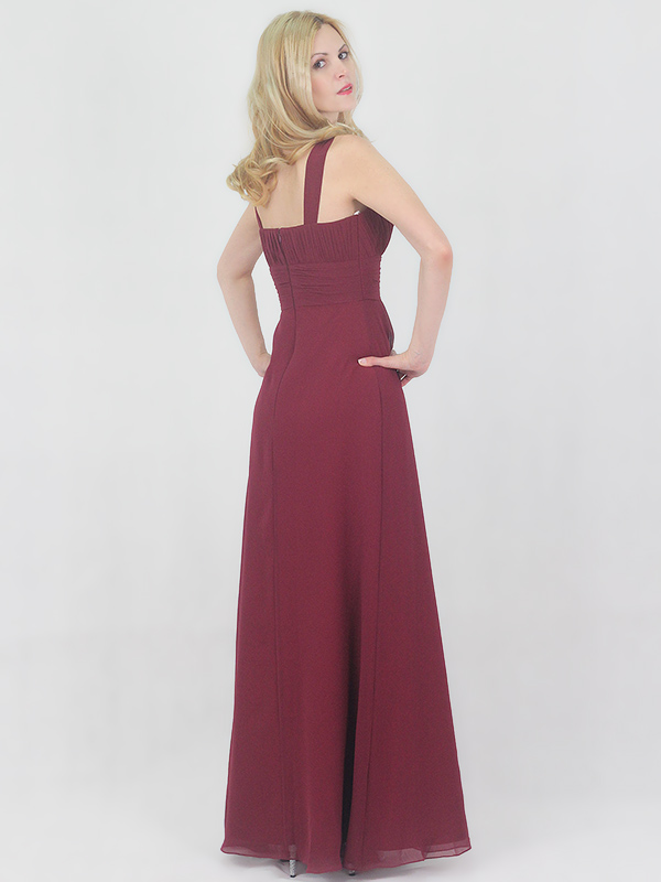 (image for) Burgundy Chiffon Bridesmaid Evening Party Prom Dress