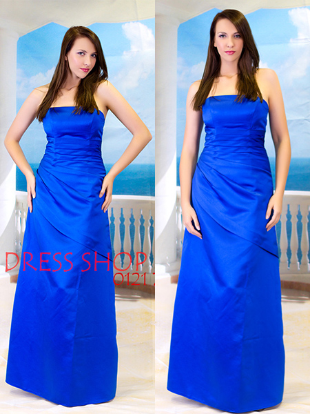 (image for) Royal blue Satin Formal Long Gown Party Prom Bridesmaid dress