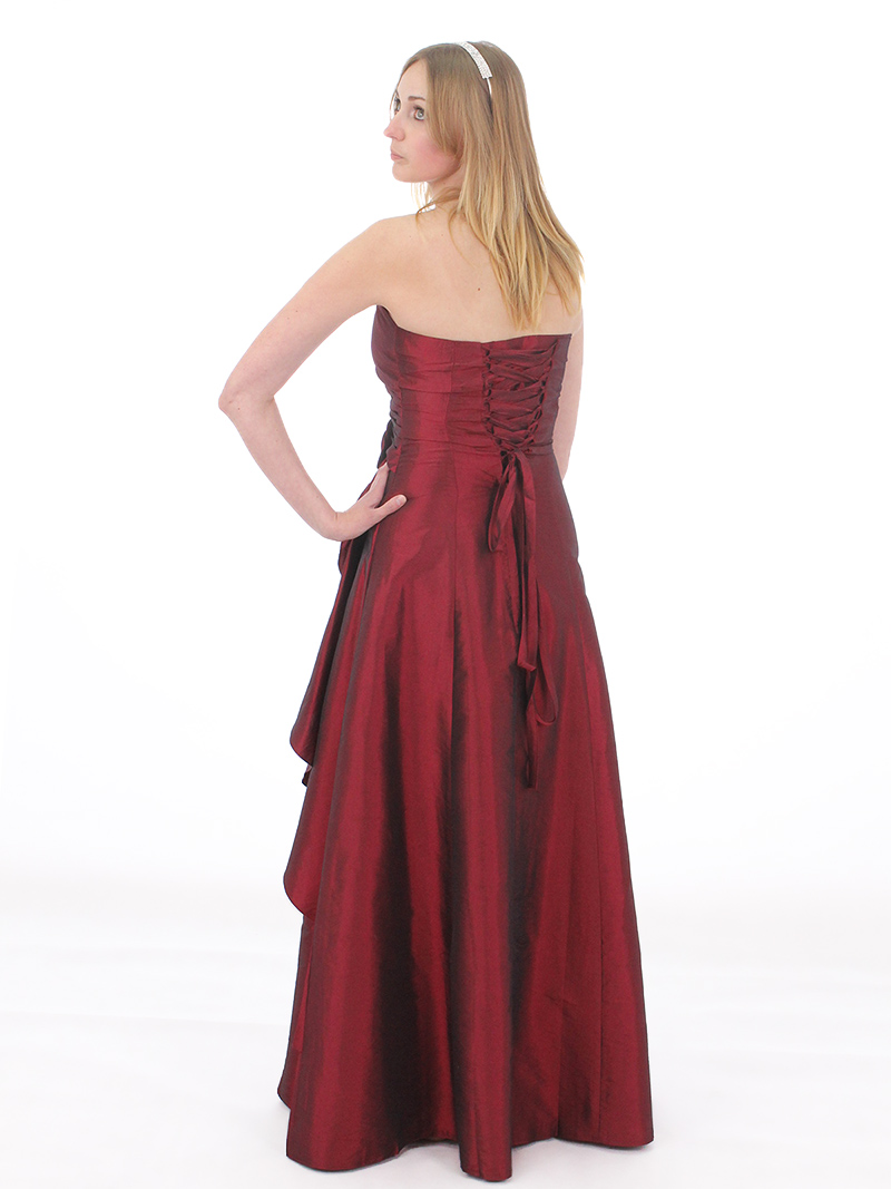 (image for) Burgundy Taffeta Bridesmaid Evening Party Prom Gown Dress Lace u