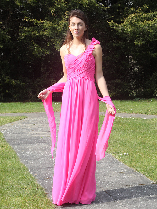 (image for) One should with flower chiffon Bridesmaid Dress