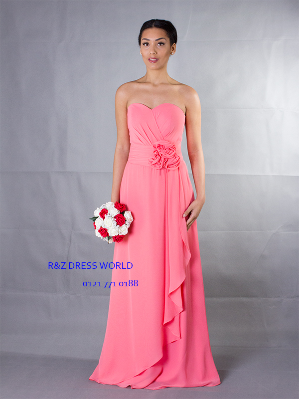 (image for) Coral chiffon Bridesmaid Evening Party Prom Dress
