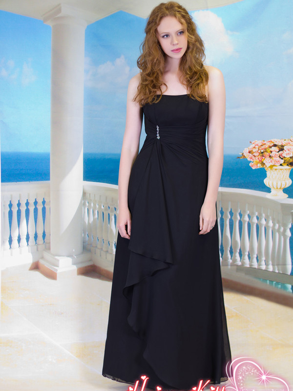 (image for) Black chiffon wedding bridesmaid dress - Click Image to Close