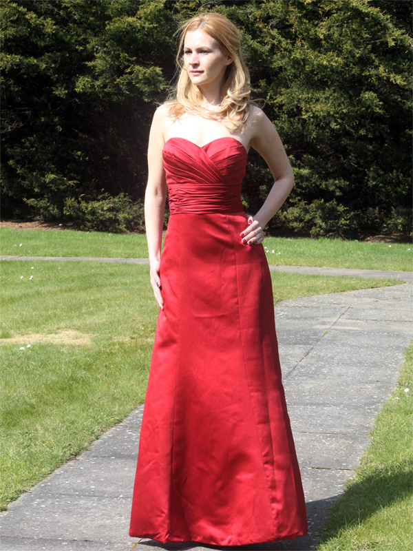 (image for) Red Satin Formal Long Ball Gown Party Prom Bridesmaid dress