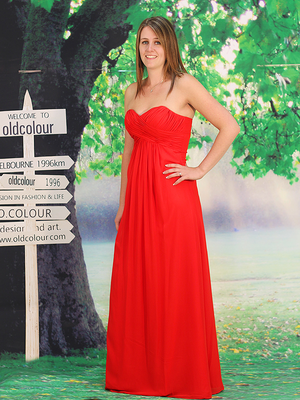 (image for) Red chiffon evening wedding bridesmaids dress