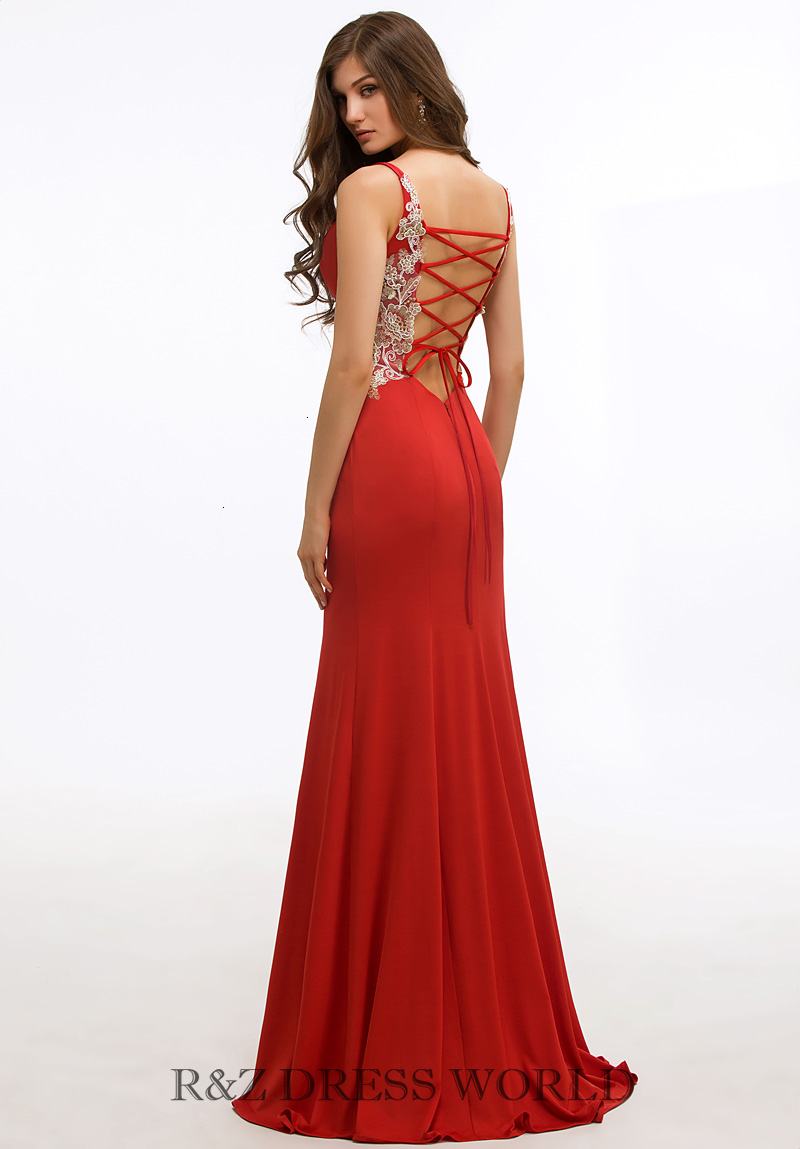 (image for) Red italy satin dress with low V back