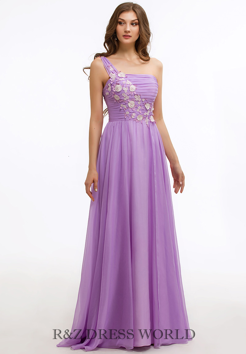 Lilac one shoulder prom dress