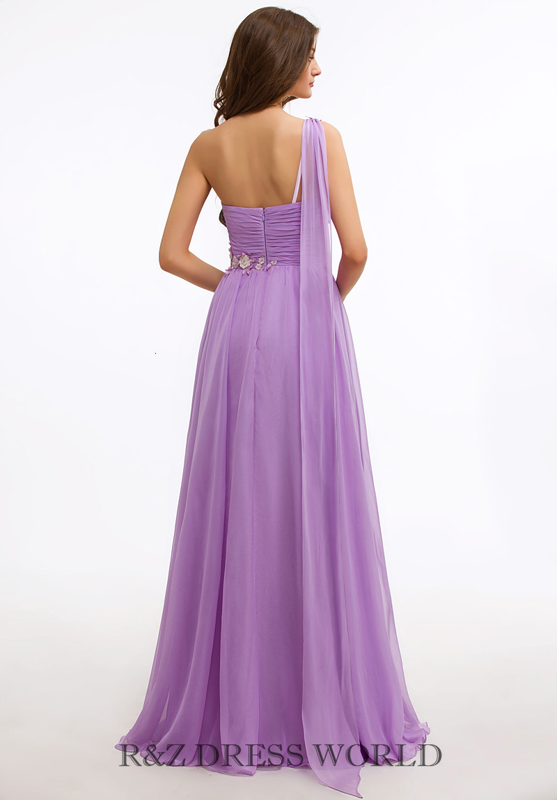 Lilac one shoulder prom dress