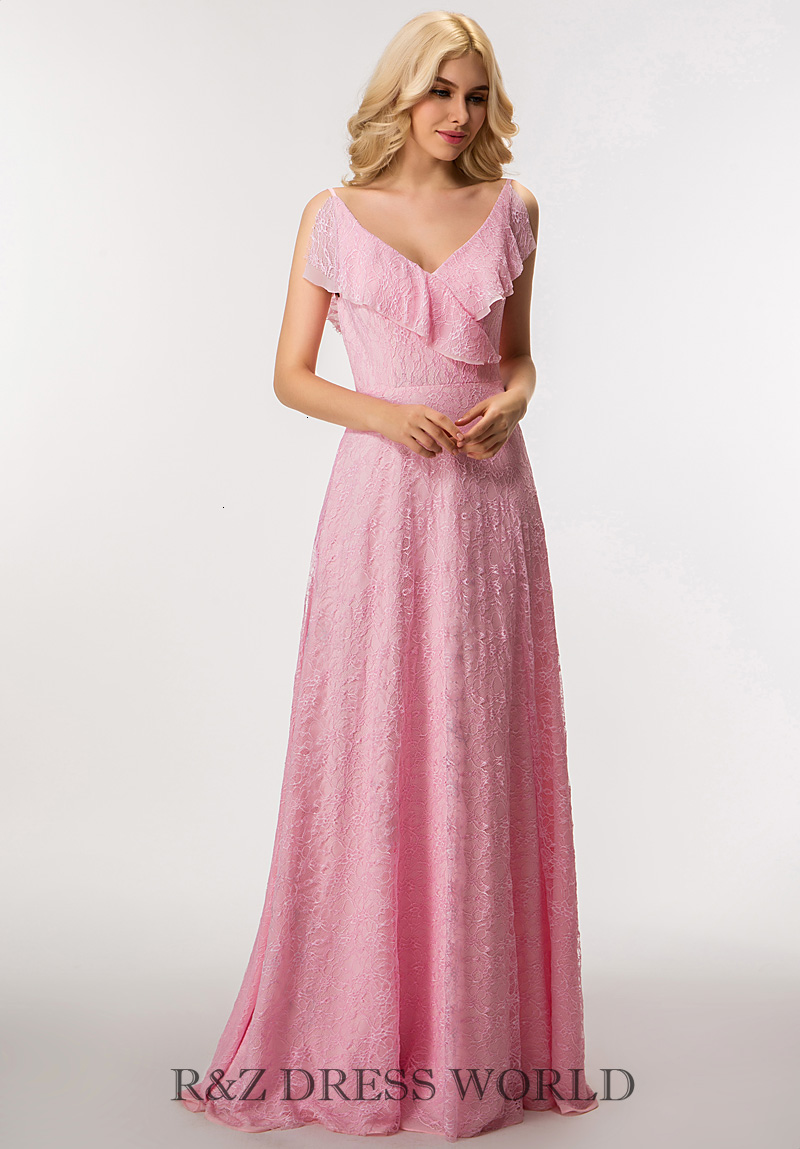 Pink lace prom dress