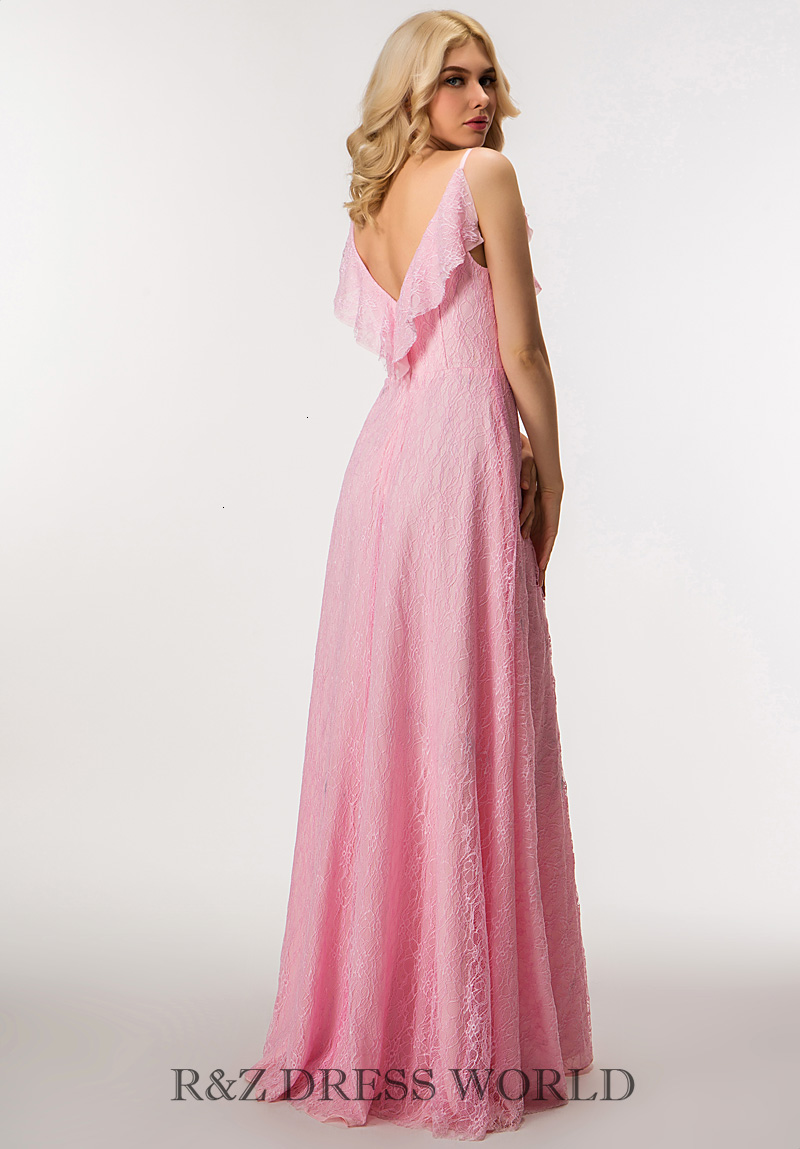 Pink lace prom dress - Click Image to Close