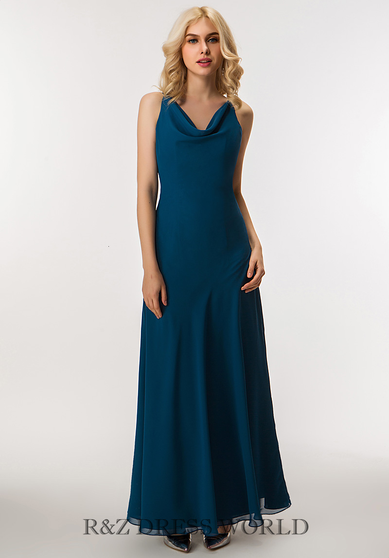 (image for) Teal blue cow neck dress