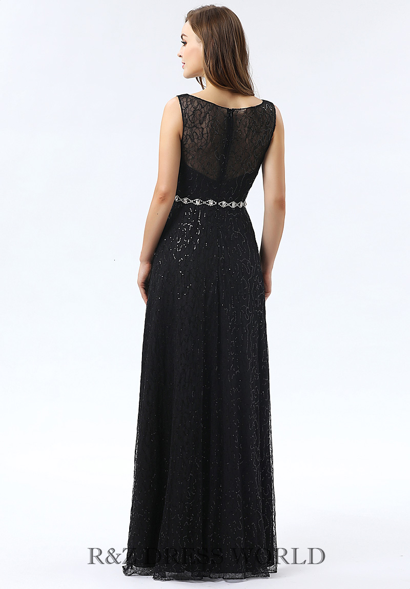 Black soft lace prom dress