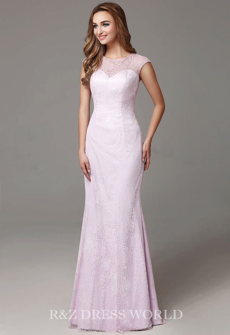 Lilac lace fishtail prom dress