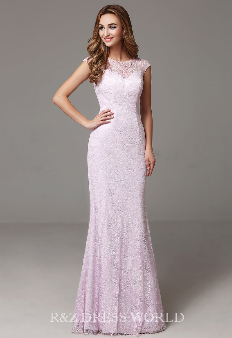 Lilac lace fishtail prom dress - Click Image to Close