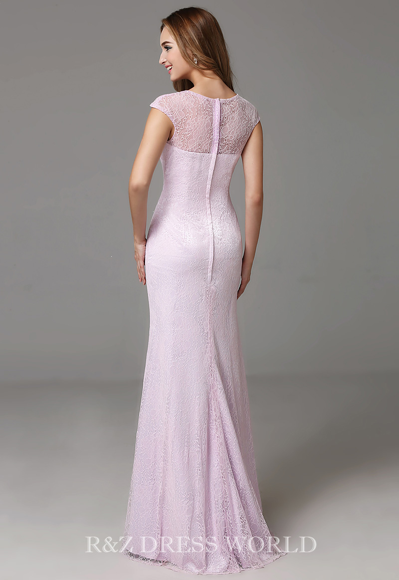 Lilac lace fishtail prom dress - Click Image to Close