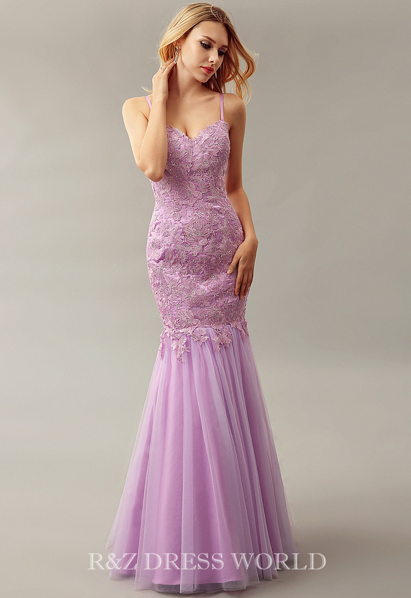 Lilac lace mermaid dress