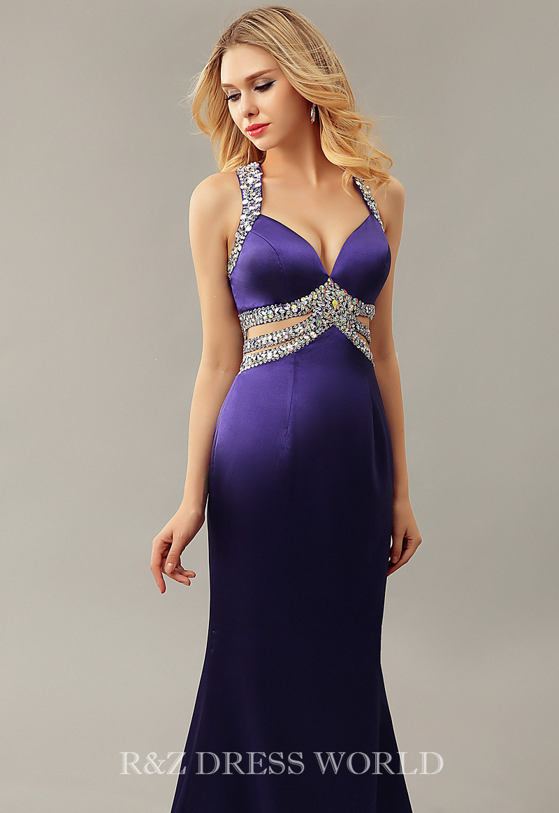 (image for) Purple halterneck beading dress