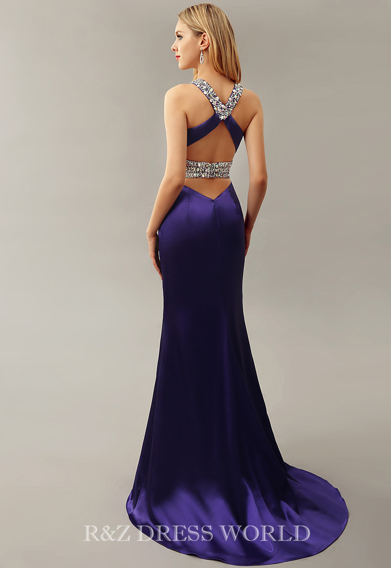 (image for) Purple halterneck beading dress